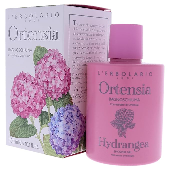L'Erbolario Shower Gel – Moisturizing Body Wash for Daily Cleansing – Protective Body Soap with Sophisticated Perfume - Hydrangea - 10.1 oz