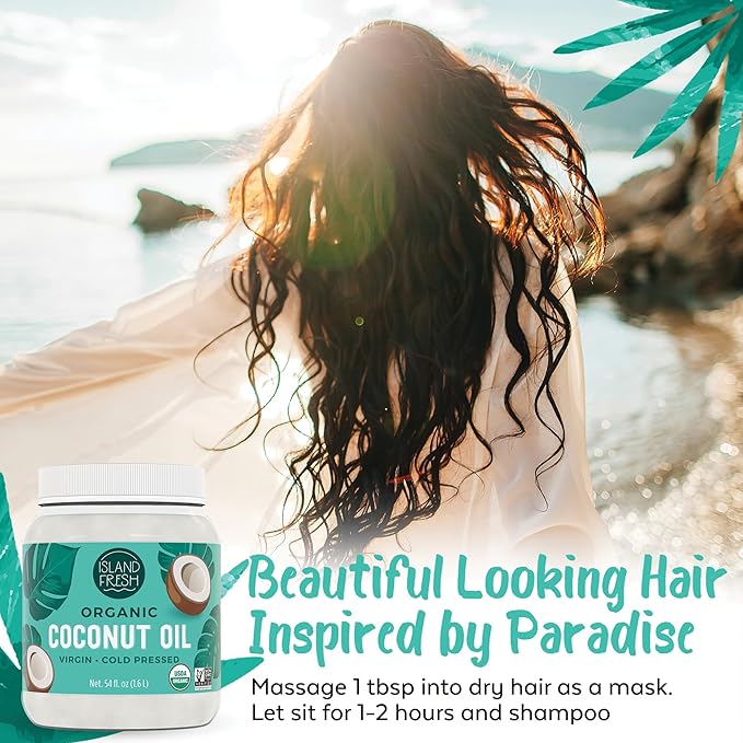 Island Fresh Organic Coconut Oil (54 oz) - Organic Virgin Coconut Oil Great for Baking, Versatile Cooking Oil, DIY Hair Oil & Skin Oil, Cold-Pressed, Certified Organic & Non-GMO