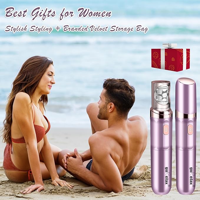 Gurelax Hair Removal Epilator for Women, Rechargeable Facial Epilator Hair Remover, 2-in-1 Electric Epilator & Shaver, 18 Carat Gold Plated Head, All Ages and Skin Types