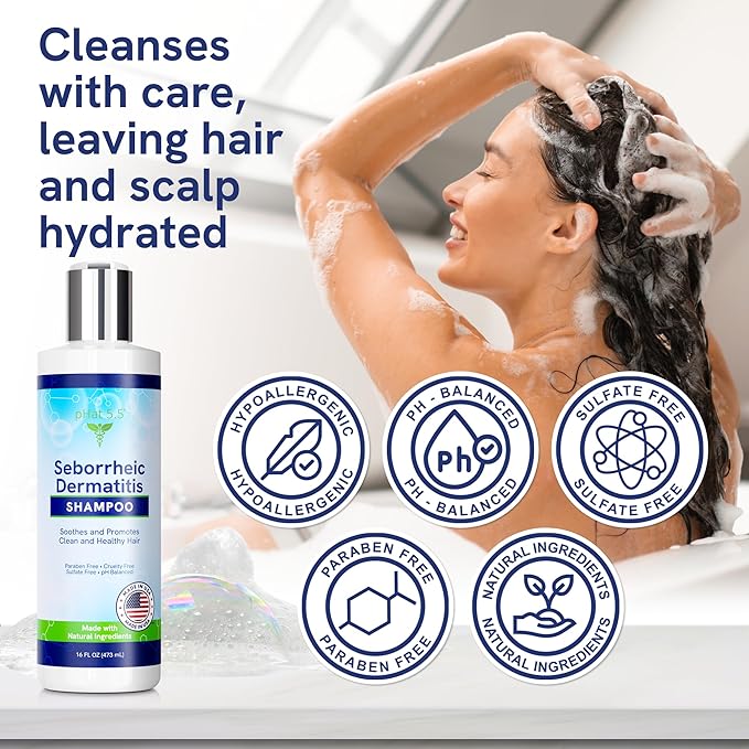 pHat 5.5 Sulfate-Free and Fragrance Free Shampoo, Safe for Seborrheic Dermatitis, To Soothe Dry and Itchy Scalp - Anti-Dandruff Shampoo for Dry Scalp (16oz)