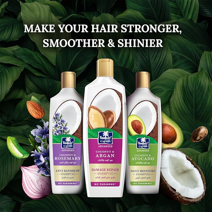Parachute Advansed Argan Shampoo with Coconut | Repairs Dry & Damaged Hair| Moisturizes Hair| 0% Harmful Chemicals | 11.4 Fl oz | Pack of 3