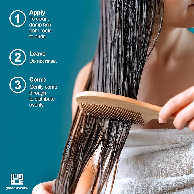 Juman Dead Sea Leave-in Conditioner | Protects & Restore Hair Softness | Enriched with Essential Argan & Sweet Almond Oil | Moisturizing Conditioner | For Normal & Dry Hair Types | 13.5 Ounce