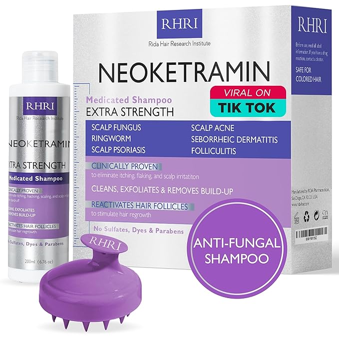 Anti Fungal Shampoo for Men & Women | Anti Dandruff, Medicated, Folliculitis Shampoo for Dry Scalp, Psoriasis, Ringworm | for Itchy, Flaky & Irritated Scalp | No Paraben & Sulphate | w/Scrubber Brush