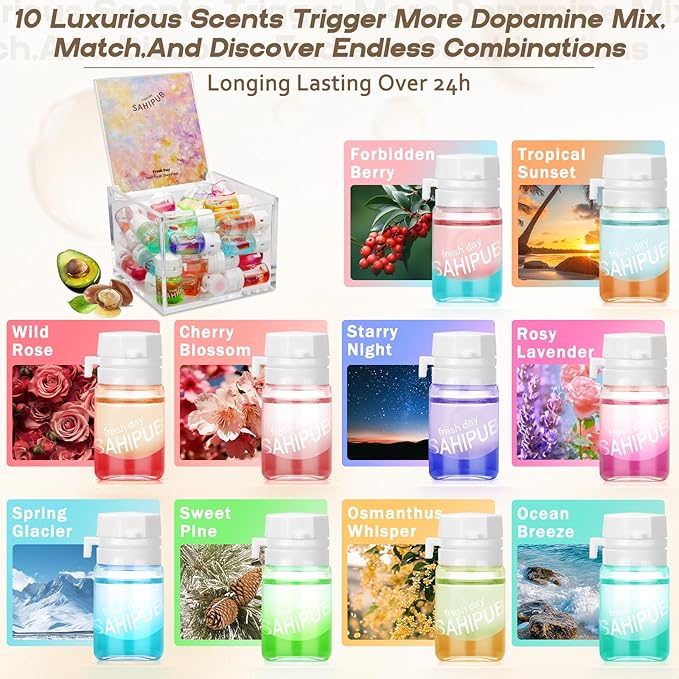 Hair Oil Perfume - 40 Pcs Hair Perfume & Oil Serum Treatment Avocado Nourishing Shining for Women Man Frizz Dry Damaged Hair, Leave-in Serum Long Lasting Scent (Osmanthus Whisper)