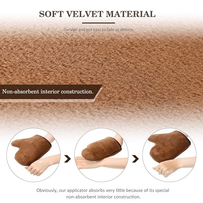 4 Packs Self Tanning Mitt Applicators Sunless Tanning Mittens Double Sided Self Tanning Gloves Reusable Tanner Applicator Mittens Brown Tanner Gloves with Thumb (Brown)