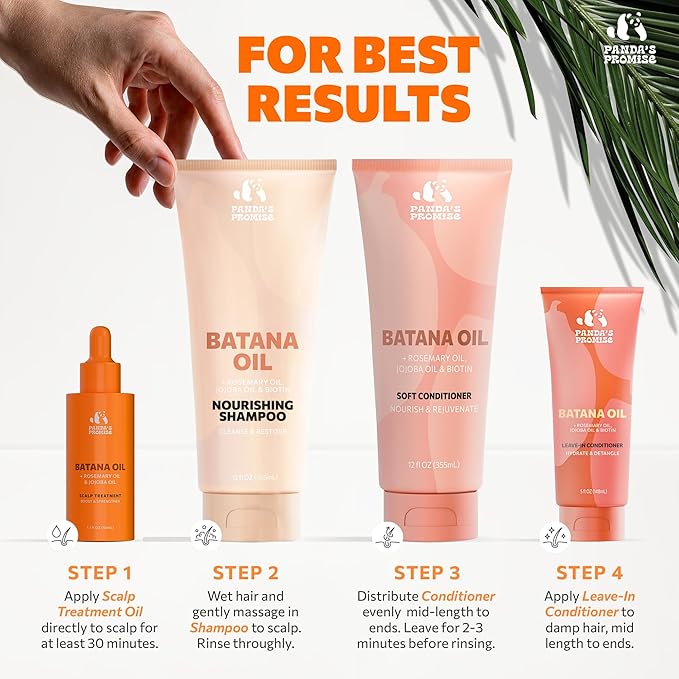 Panda's Promise Batana Oil for Hair Growth with Rosemary Oil, Jojoba Oil & Castor Oil- Natural Dry Scalp Treatment Product for Thinning (2 x 50ML = 100ML)