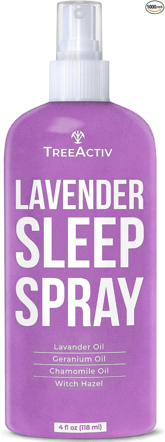 TreeActiv Sleep Spray, Calming Lavender Chamomile, Soothing Witch Hazel & Lavender Pillow Spray Air Freshener for Room, Bed, Fabric, Pillows & Linen Mist for Sleeping & Relaxation, 1000+ Sprays