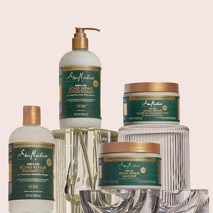 SheaMoisture Bond Repair Shampoo, Conditioner, Leave-In, & Oil 4 Pk Alma Oil to Strengthen Hair with Restorative HydroPlex Infusion