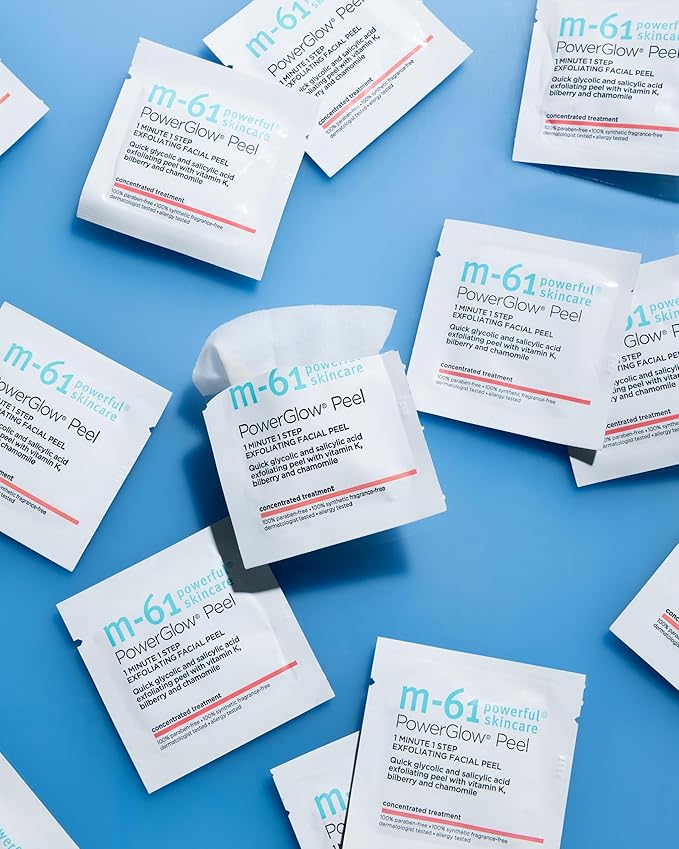 m-61 PowerGlow Peel | Exfoliating Facial Peel With Glycolic, Salicylic Acid. 1 Minute, 1 Step - 10 Treatments