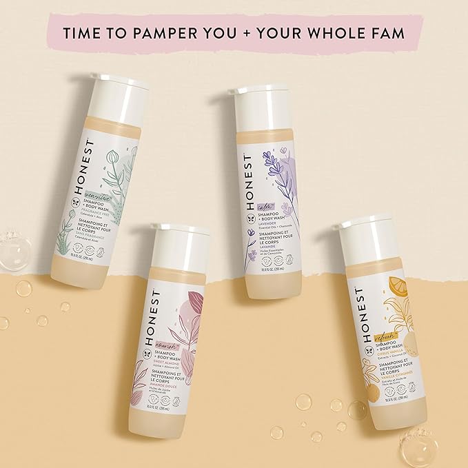 The Honest Company 2-in-1 Cleansing Shampoo + Body Wash for Sensitive Skin | Gentle for Baby | Naturally Derived, Tear-free, Hypoallergenic | Fragrance Free, 10 fl oz