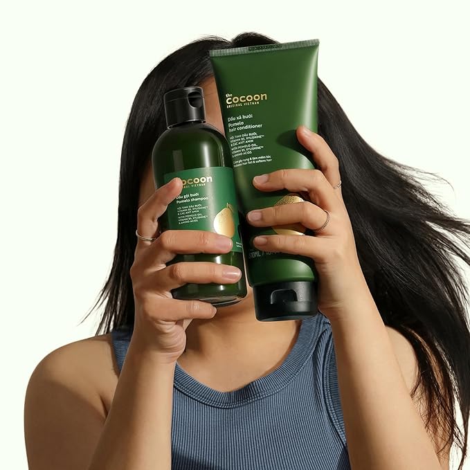 Cocoon Pomelo Shampoo & Conditioner Bundle - Anti Hair Loss, Natural, Sulfate free | For Thinning, Damaged, Color Treated Hair | Reduce Fall & Soften Strands (10.5 fl oz each)