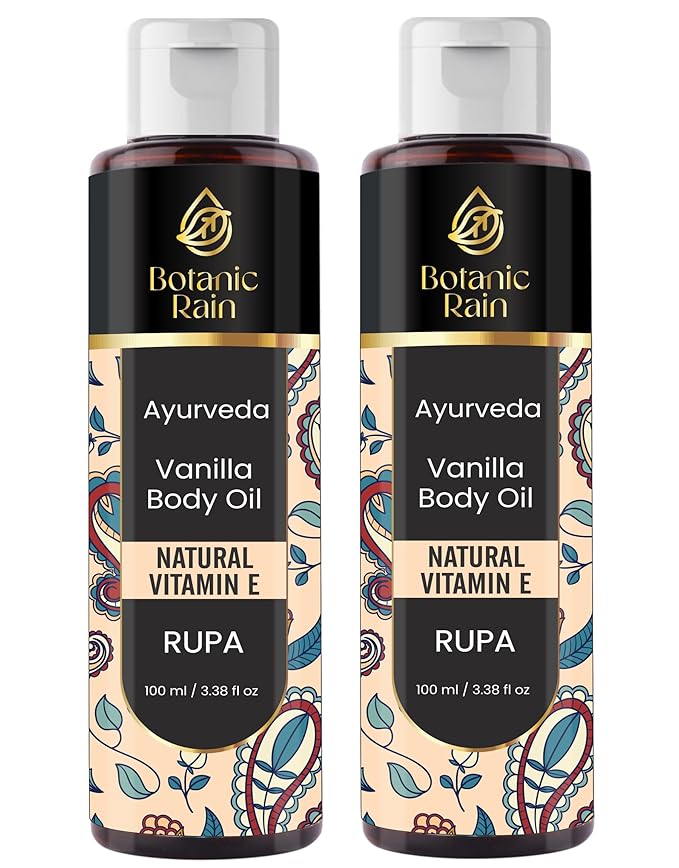 Ayurveda Vanilla Body Oil, Organic, Nourishing, & Hydrating Moisturiser for Dry, Flaky Crepey Skin - Fast Absorbing, Non-Greasy, Ayurvedic for Women & Men – 3.38 fl oz (2)