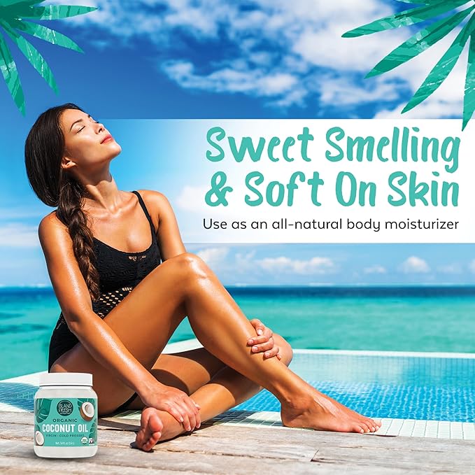 Island Fresh Organic Coconut Oil (54 oz) - Organic Virgin Coconut Oil Great for Baking, Versatile Cooking Oil, DIY Hair Oil & Skin Oil, Cold-Pressed, Certified Organic & Non-GMO