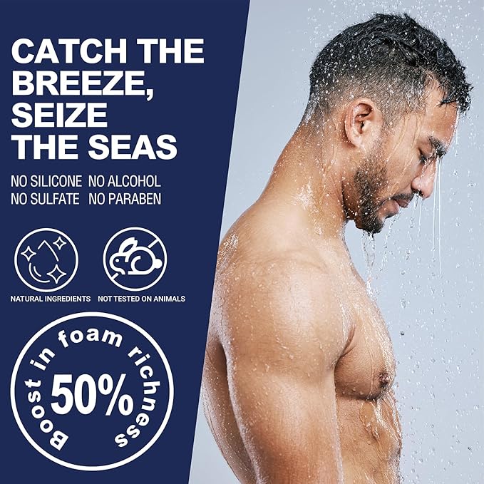 Gift Set for Men - Mens Bath Set and Body Wash Set with Fresh Ocean Scent Shower Gel, Body Lotion, Shampoo, Mens Shower Gift Sets, Father Day Gifts for Men