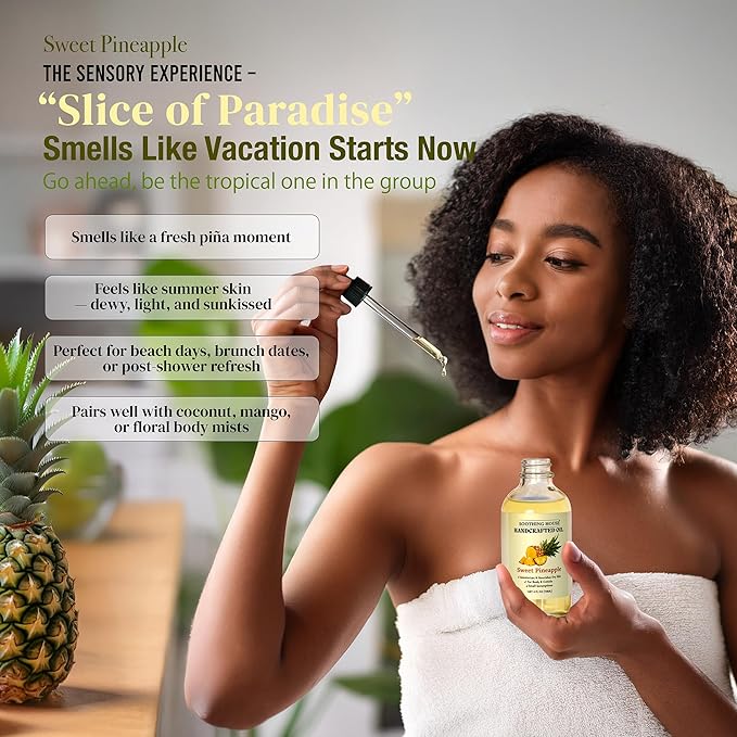 Sweet Pineapple Body Oil - Moisturizing Body Oil for Soft, Glowing Skin with Almond & Jojoba Oil (4 fl oz)