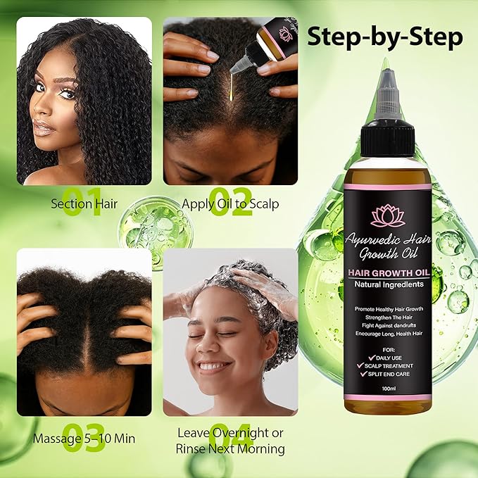 Hair Care Growth Oil, Ayurvedic Hair Growth Oil with Rosemary, Fenugreek, Cloves and Hibiscus, Natural Herbs Scalp Oils, Lightweight for All Hair Types (1 Pack)