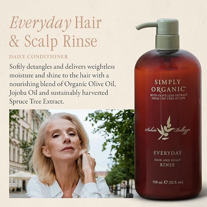 Hair & Scalp Rinse Daily Conditioner, Made in Italy, All Natural Cruelty Free Hair Care for Women & Men, Organic Olive Oil, Jojoba Oil, Spruce Tree Extract, 958ml/32floz, EVERYDAY