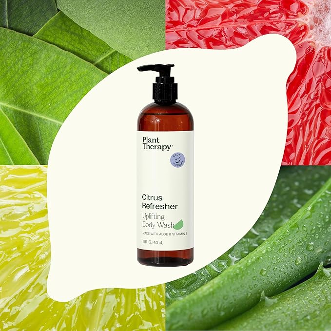 Plant Therapy Citrus Refresher Body Wash 16 oz Bright, Refreshing Citrus Aroma Awakens the Senses, Lush Lather Gently Cleanses & Hydrates Skin, Made Without Harsh or Irritating Ingredients