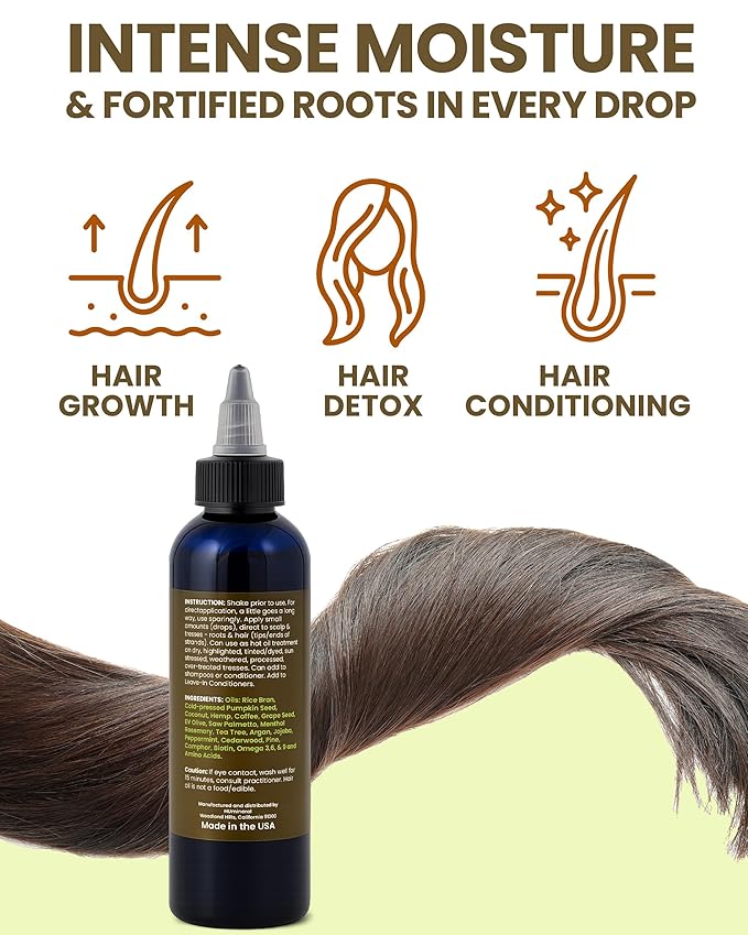 Healthy Hair Oil & Scalp Oil – Hair Oils for Hair Growth with Organic Coconut Oil, Peppermint, Tea Tree, Jojoba, Rosemary for Hair Growth & Lavender Oil – 4 oz