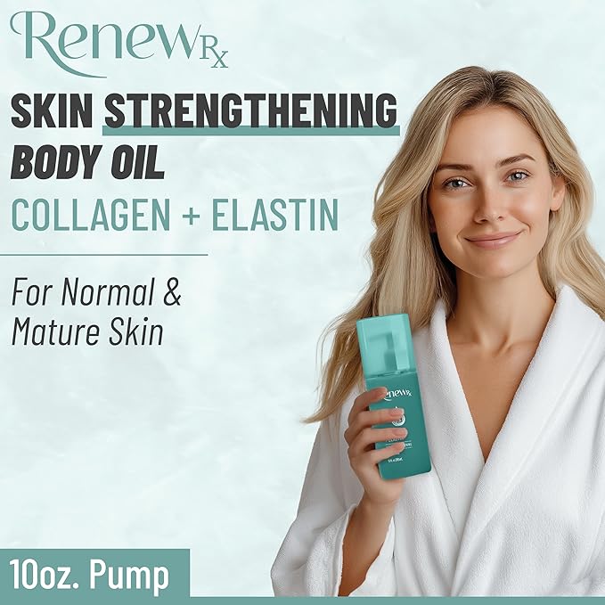 Collagen + Elastin Restorative Skin Strengthening Oil, Moisturizing Body Oil – Hydrating & Firming Skin Care, Vegan Skincare, 10 fl oz
