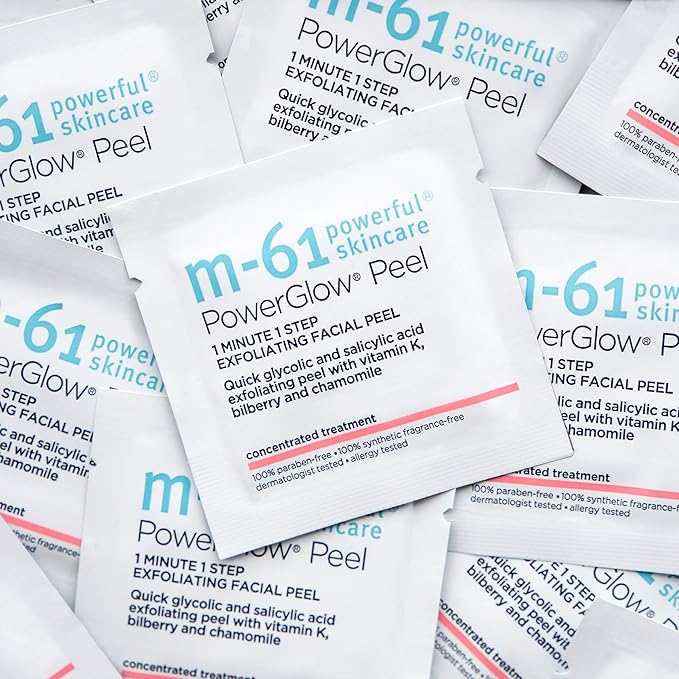m-61 PowerGlow Peel | Exfoliating Facial Peel With Glycolic, Salicylic Acid. 1 Minute, 1 Step - 10 Treatments