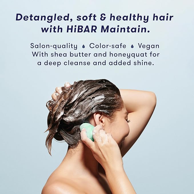 HiBAR - Maintain Shampoo & Conditioner Set - For Well-Balanced Hair - Cleanse & Nourish - Honey, Shea Butter, Coconut Oil & Vitamin B5 - Plastic, Soap, Paraben & Sulfate-Free -Color Safe -2 Solid Bars