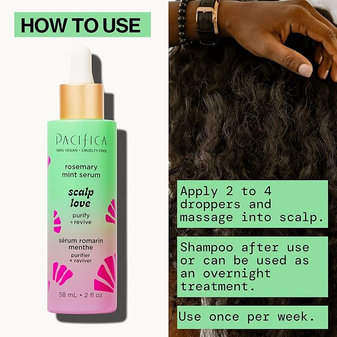 Pacifica Scalp Serum – Rosemary Mint Scalp Love Serum - Scalp Treatment for Dry Itchy Scalp w/Witch Hazel for Scalp Detox & Moisturizing, Vegan & Cruelty-Free, 2 oz