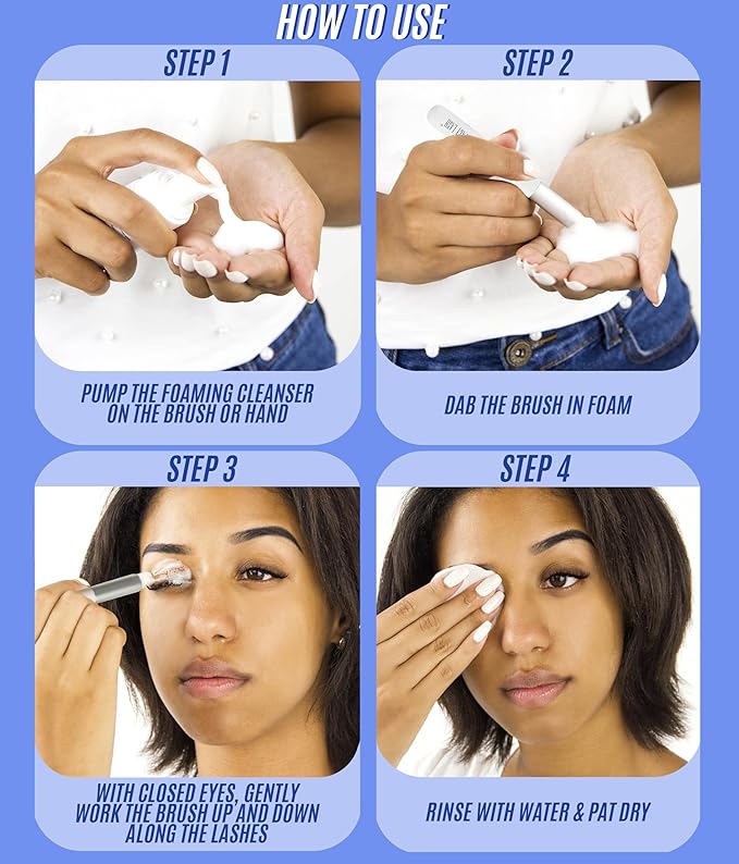 STACY LASH Lash Shampoo 100ml+ Eyelash Growth Serum Cleaning Kit of Eye Makeup Remover (Cleanser) + Brush & Eyelash Serum for Eyelash Growth and Thickness