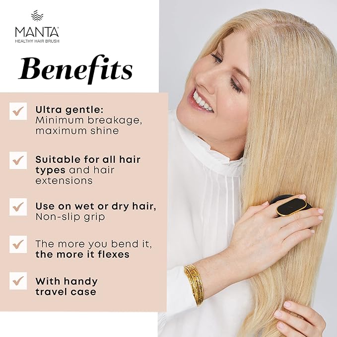 Manta Original Anti-Breakage Hairbrush – Gentle Detangling Brush for Wet & Dry Hair, Flexible Hairbrush for All Types, Healthy Hair Care for Women & Men, Burgundy
