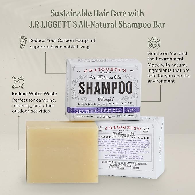 J·R·LIGGETT'S All-Natural Shampoo Bar, Jojoba & Peppermint Formula-Supports Strong & Healthy Hair-Nourish Follicles with Antioxidants & Vitamins-Detergent and Sulfate-Free, Set of Three,3.5 Ounce Bars
