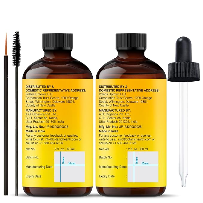 Botanic Hearth Vitamin E Oil (Glass Bottle 2 Fl Oz Set Of 2) | 100% Pure And Natural Oil For Growth Of Nails, Hair, Eyebrows & Eyelashes | 35,000 Iu | Hair & Body Oil With Eyebrow & Eyelash Brush