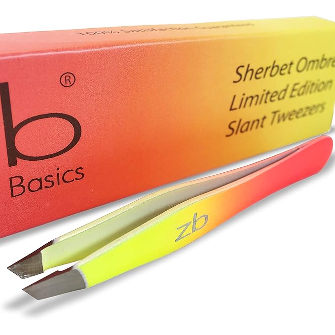 Tweezers - Limited Edition Sherbet Ombre Slant Tip - Best Tweezer for Eyebrow, Facial Hair Removal and your Precision Needs