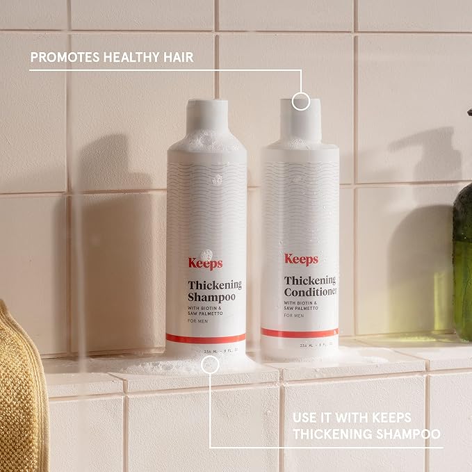 Keeps Hair Regrowth Treatment Mens Conditioner for Fuller, Thicker Looking Hair, 8 oz - Thinning and Hair Growth Conditioner for Men - DHT Blocker - Infused with Biotin, Caffeine, & Saw Palmetto