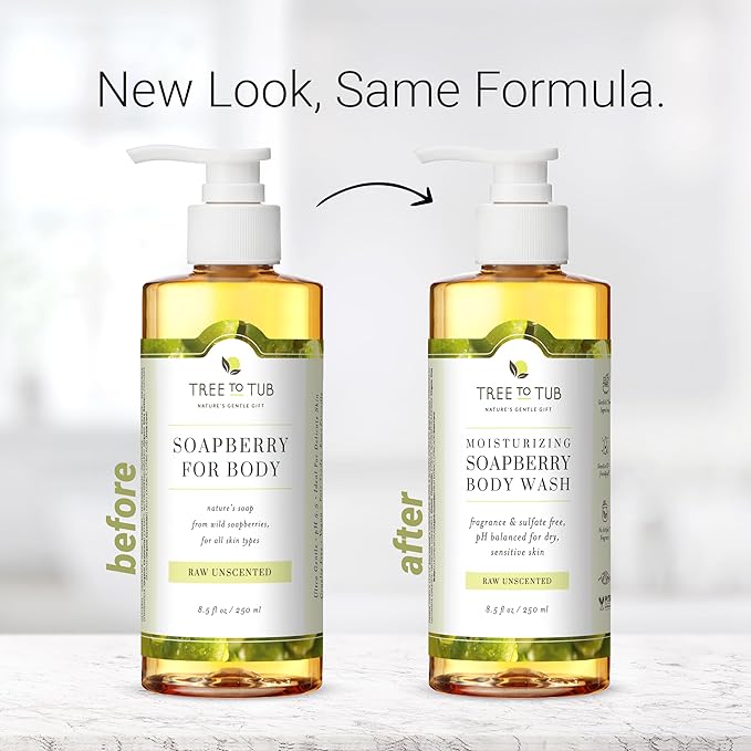 Tree to Tub Unscented Body Wash for Sensitive Skin & Dry Skin - Moisturizing pH Balanced Fragrance Free Body Wash, Hydrating Sulfate Free Body Soap for Women & Men w/Organic Shea Butter, Natural Aloe