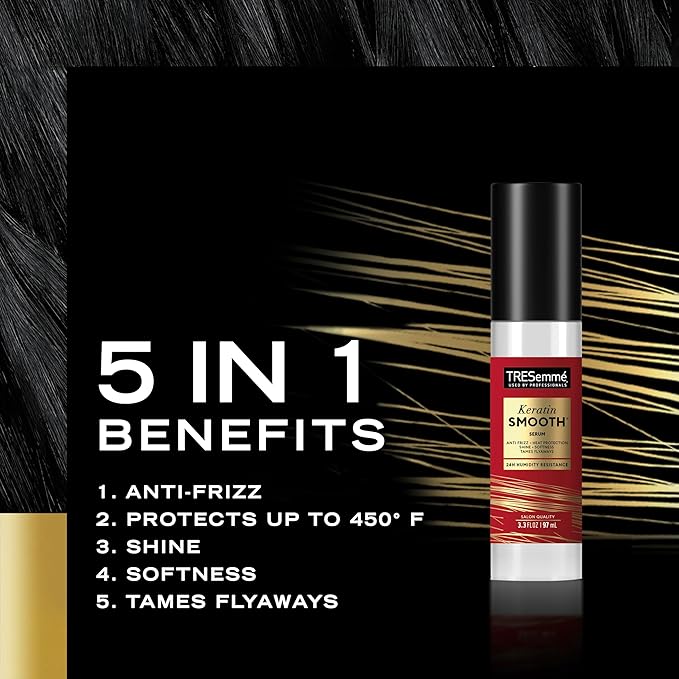 TRESemmé Expert Keratin Smooth Hair Care Set - Heat Protection Spray, Shine Serum with Marula Oil, and Thermal Leave-in Spray, Anti-Frizz Products (3 Piece Set)