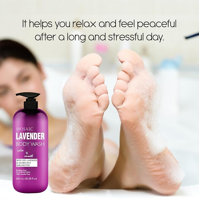 AnatoliaDaphne Lavender Body Wash and Shower Gel with Vitamin E for Jock Itch, Eczema, Ringworm, Body Odor, Body Wash Women & Men with Added Body Oils, LARGE 20.2 FL Oz Bottle.