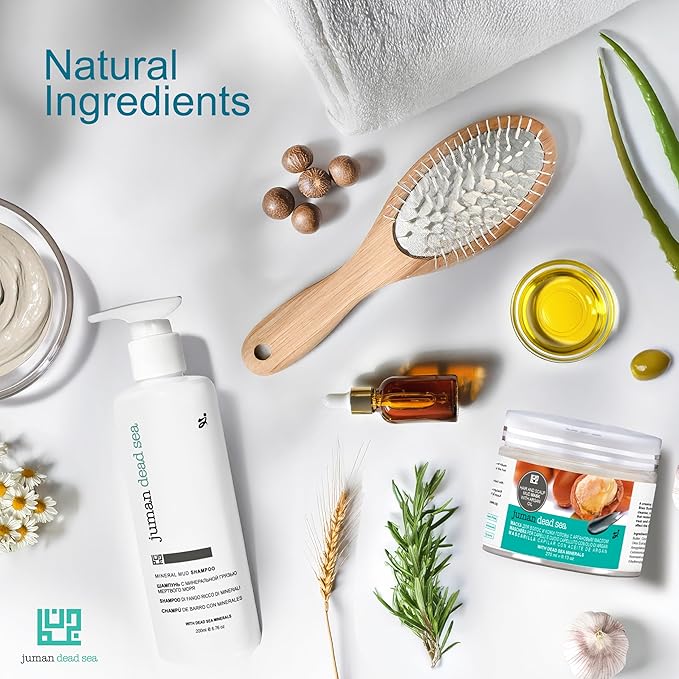 Juman Dead Sea Minerals Shampoo and Conditioner Set | Scalp Care for Dry & Sensitive Scalp | Enriched with Plant Extracts | Free from Sulfates & Parabens | Vegan | Pack of 2