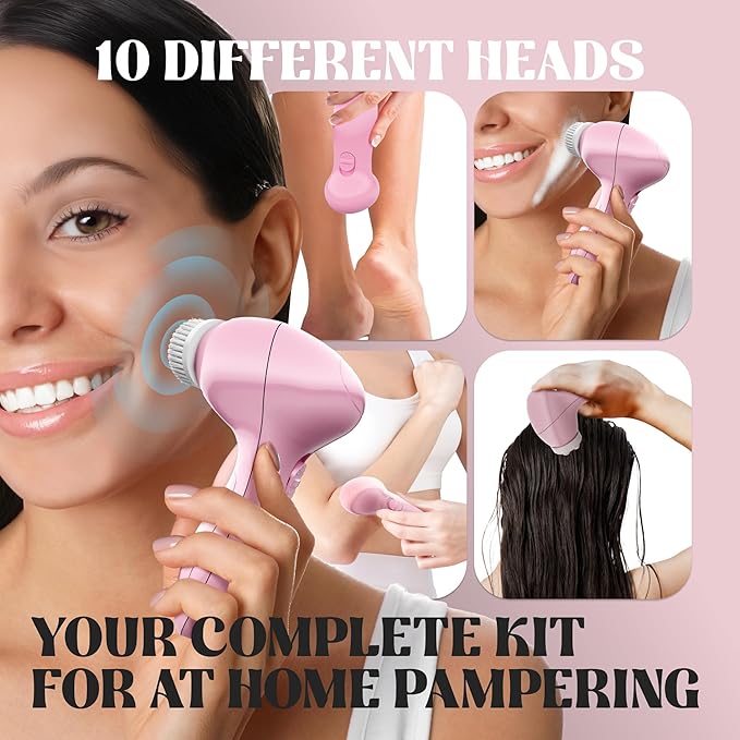 Bella Ciao 15-PC Full Body Skin Care Set with case, Facial Skin Care Products, Makeup Sponge, Facial Cleansing Brush & Body Scrubs for Women Exfoliation, Facial Cleanser for Face, Feet, Hands (Pink)