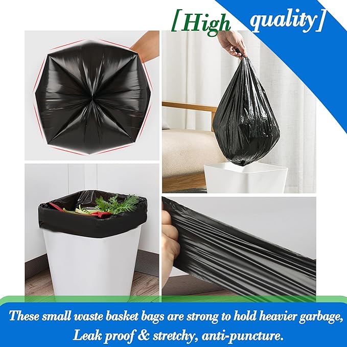 1 Gallon 140 pcs (0.8-1 Gal)Small Black Trash Bags, Strong 0.8 Gallon 1 Gallon 1.2 Gallon Garbage Bags, Bathroom Trash Can Bin Liners,Mini Bags Waste Basket Liner,Fit 3,4.5 Liter, 0.8-1 Gal(1Black140)