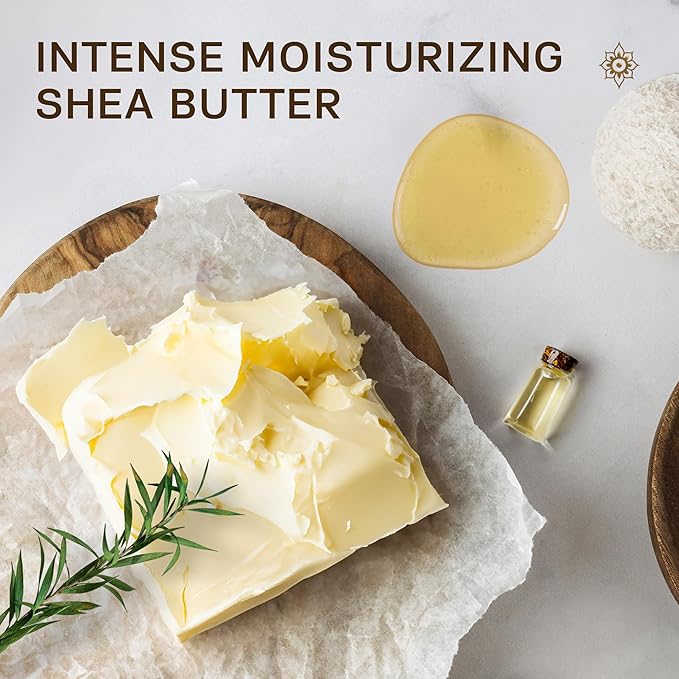 AUTHENTIC BATH & SOAP All Natural - Organic Shea Butter Body Oil with Vitamin E & Hyaluronic Acid, Moisturizing, Hydrating Shower Gel for Men & Women, Cruelty Free & Vegan, Paraben Free 16.9 Fl Oz