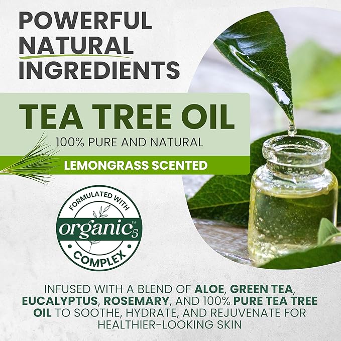 Tea Tree & Lemongrass Body Wash MaxTherapy, Itchy Skin Relief, Fights Body Odor, Soothes Jock Itch, Athlete's Foot, Ringworm & Sensitive Skin, Men & Women, 2-Pack, Limited Edition