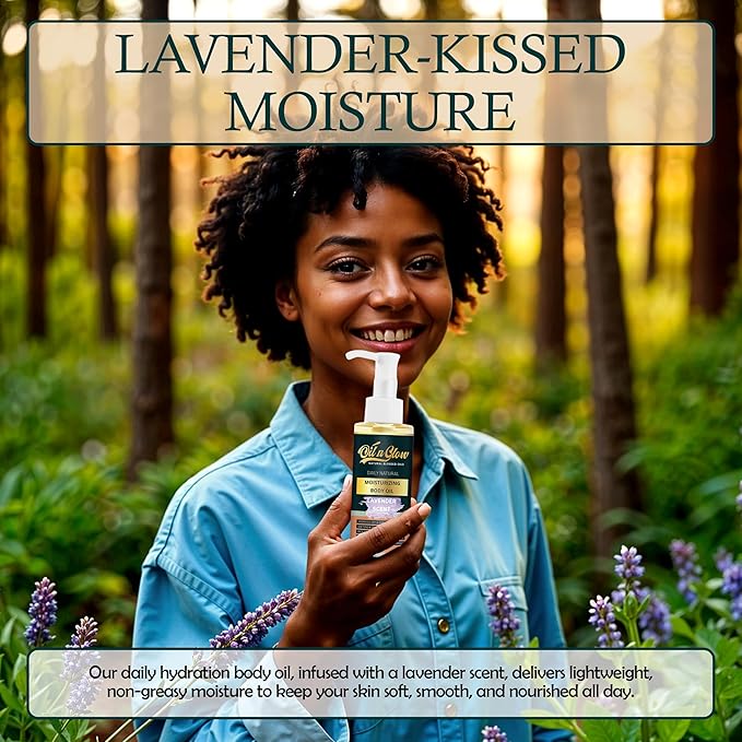 USDA Certified Organic Pure Natural Hydrating Body Oil After Shower With Coconut, Jojoba, Olive & Almond Non-Greasy Moisturizing Oil For Women & Men Dry Skin 5.07 fl oz/150ml- Lavender Scent