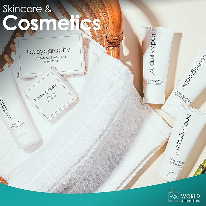 Bodyography blanc- Bulk Body Wash | 300 Count, 1.4oz | Vanilla White Tea, Mini Travel Size Toiletries (100% Recyclable Tube with Flip Top Cap) Hotel Amenities.