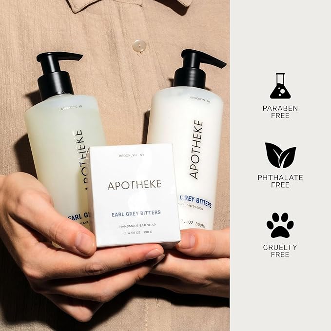 APOTHEKE Scented Hand & Body Lotion, Earl Grey Bitters - 10 Fl Oz Nourishing Body Moisturizer Cream for Dry Skin - Gentle Daily Skincare for Men & Women with Natural Ingredients, All Skin Types