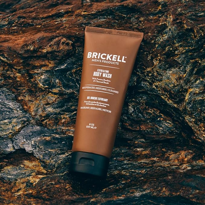 Brickell Men's Exfoliating Body Wash, Natural and Organic Body Scrub and Gel Wash to Cleanse and Reveal Fresh, Clear Skin, 8 Ounce, Scented (Fresh Mint, 8 oz)