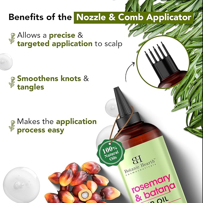 Botanic Hearth Rosemary & Batana Oil For Hair Growth (6.7 fl oz)| Infused with Rosemary & Batana Oil | Hair Oil Repairs Dry Damaged Hair, Strengthening, Moisturizing, Healthier Hair - Hair Tonic