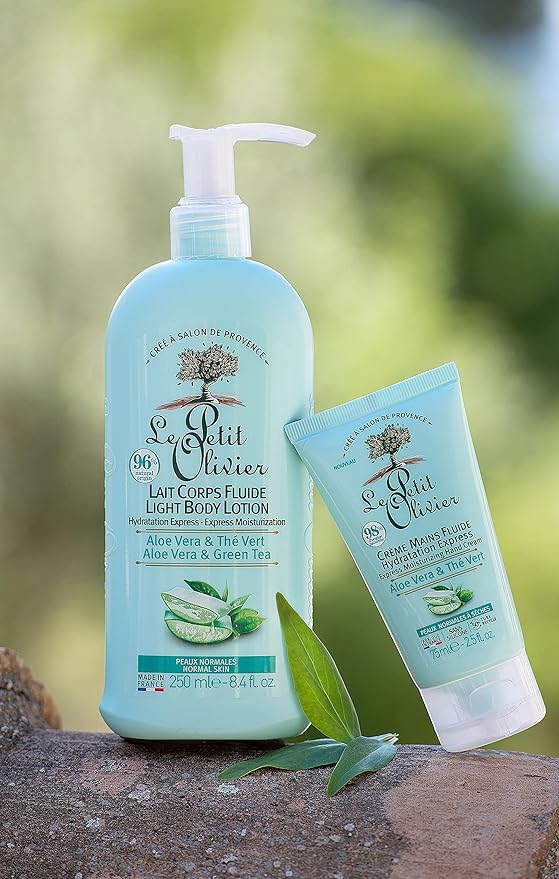 Light Body Lotion - Aloe Vera And Green Tea - Express Moisturizing - No Greasy Or Sticky Feeling - Skin Is Soft And Silky - For Normal Skin - 8.4 oz