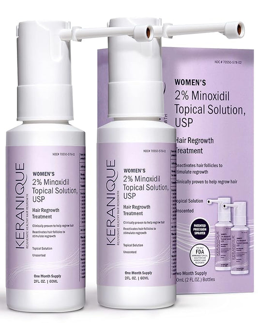 Keranique Hair Regrowth Treatment for Women - 2% Minoxidil for Women Hair Growth & Thickening - Topical Solution Scalp Treatment for Hair Loss & Thinning w/Precision Spray Applicator - 4 Fl Oz