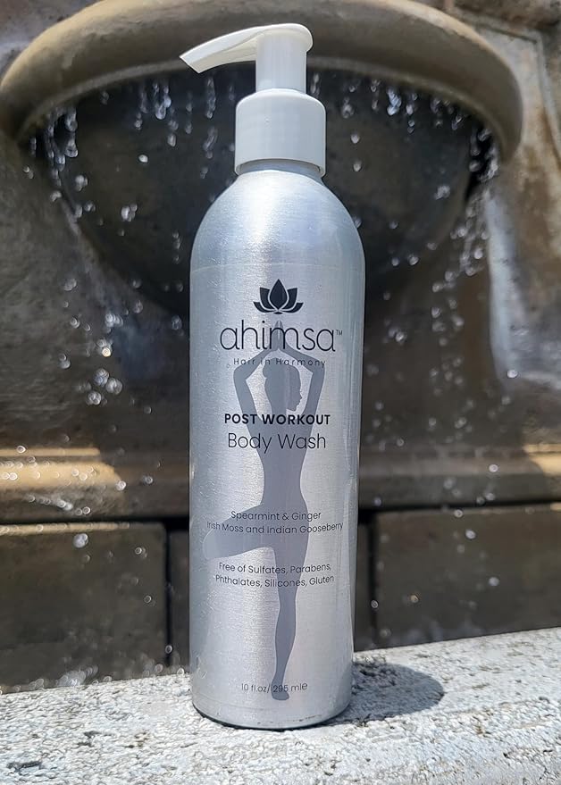 Ahimsa Irish Moss Body Wash – Hydrating & Antioxidant-Rich for Glowing Skin, Vegan, Sulfate-Free, Eco-Friendly, Yoga-Inspired Spearmint & Ginger, Gentle 10oz