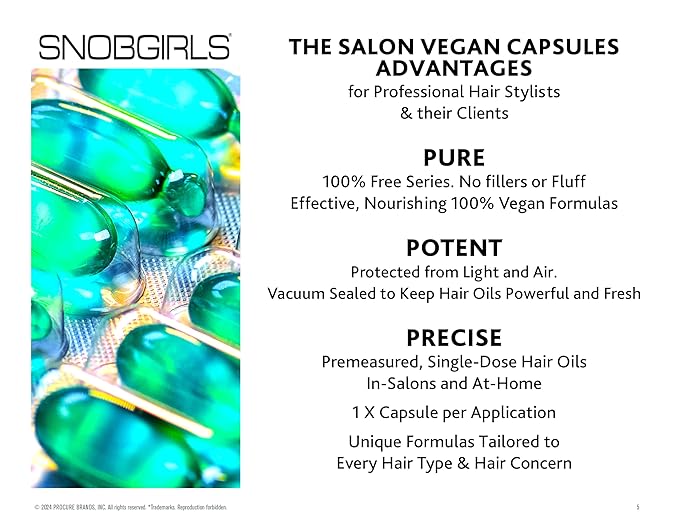 Volumizing Hair Oil Capsules – SNOBGIRLS BODYDENSE – Vegan Leave-In Serum for Fine, Limp or Fragile Hair – With Argan Oil, Peptides & Ceramides – Fuller-Looking Body & Shine – 15 Ct